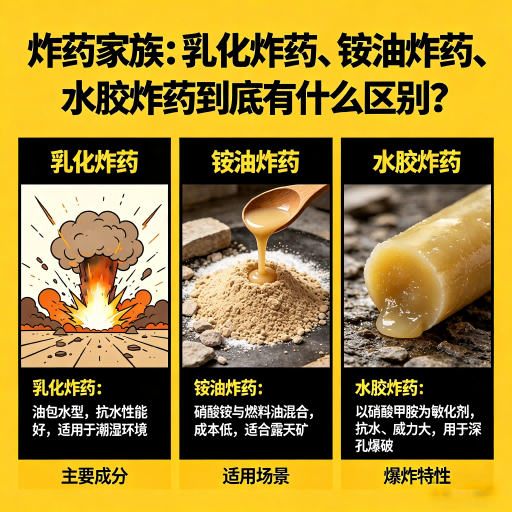 东方炸药家族：乳化炸药、铵油炸药、水胶炸药到底有什么区别？